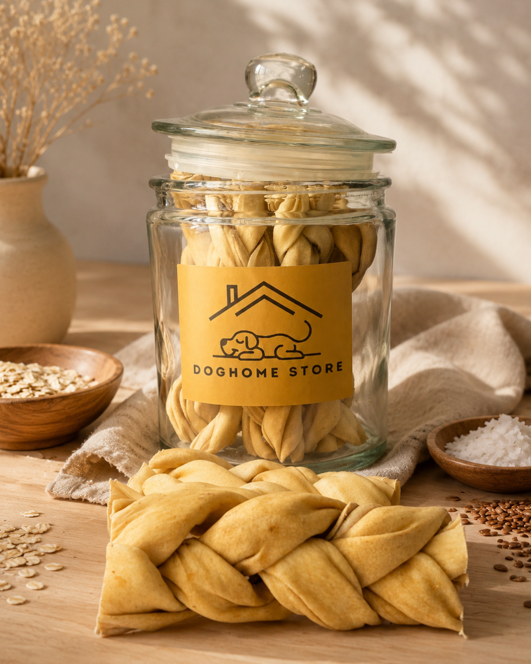 Natural Dog Treats – Braided Skins