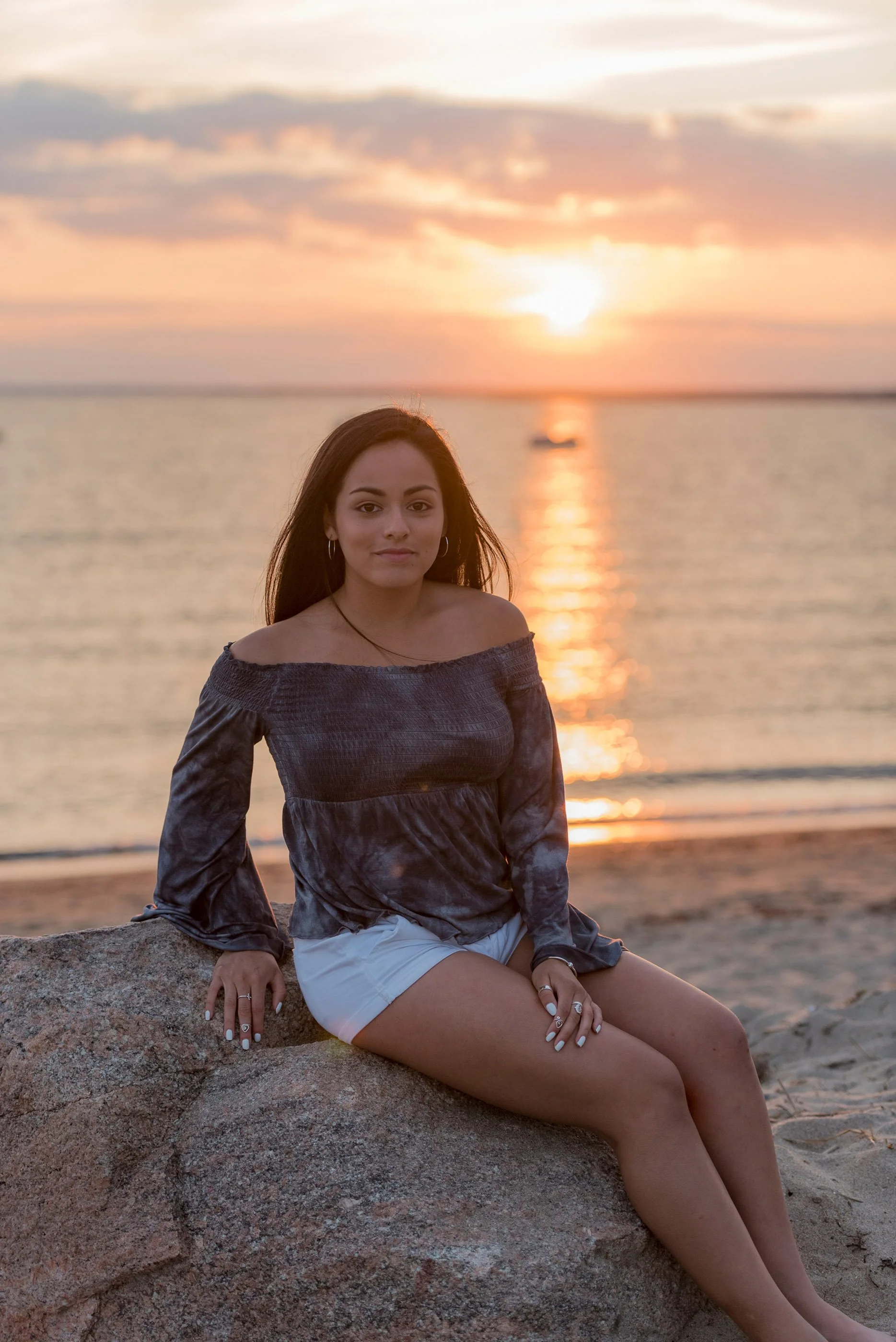 High school senior portrait, beach scene, camp Cronin narraganset