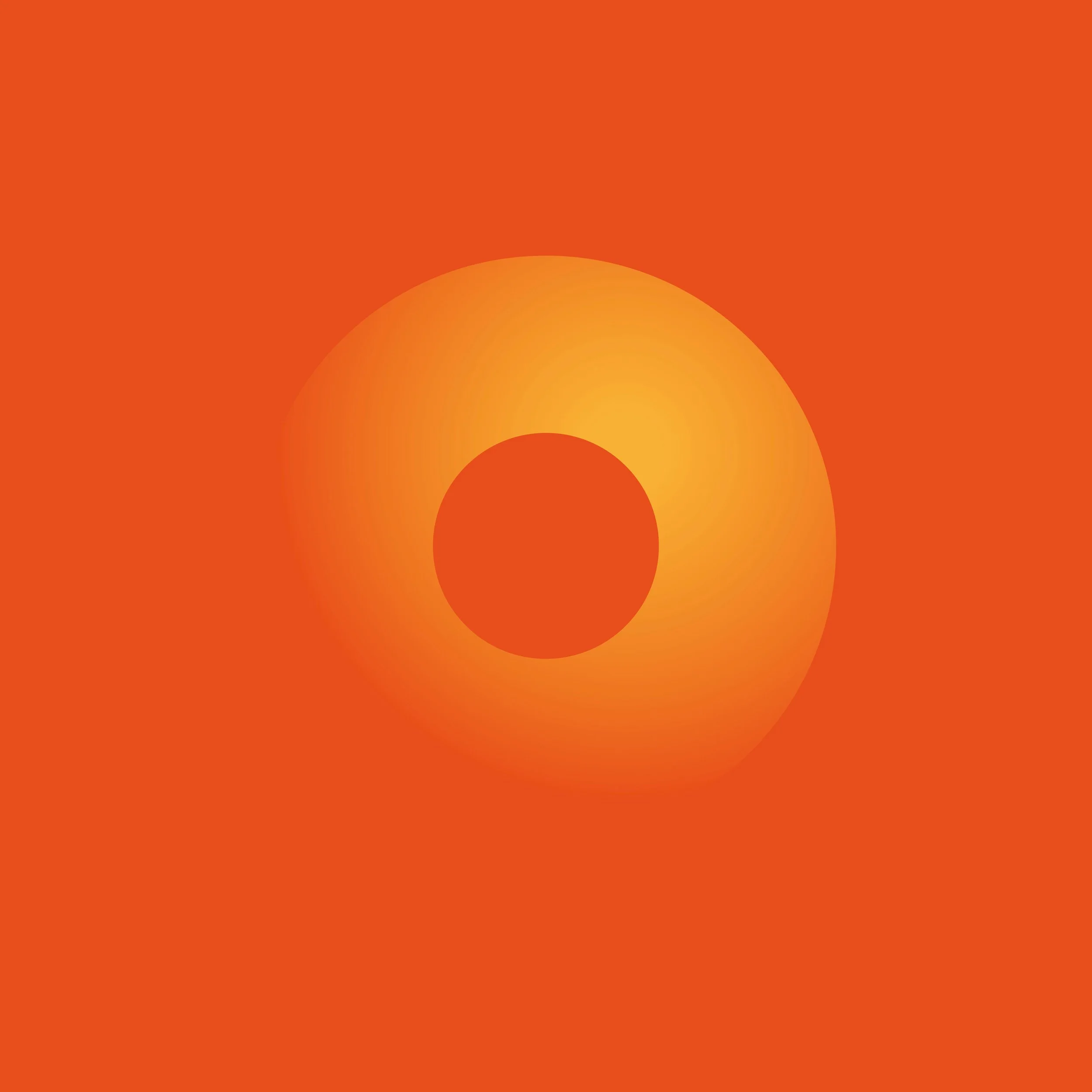 Abstract graphic with a large orange background and a series of overlapping circles in yellow and darker orange colors.