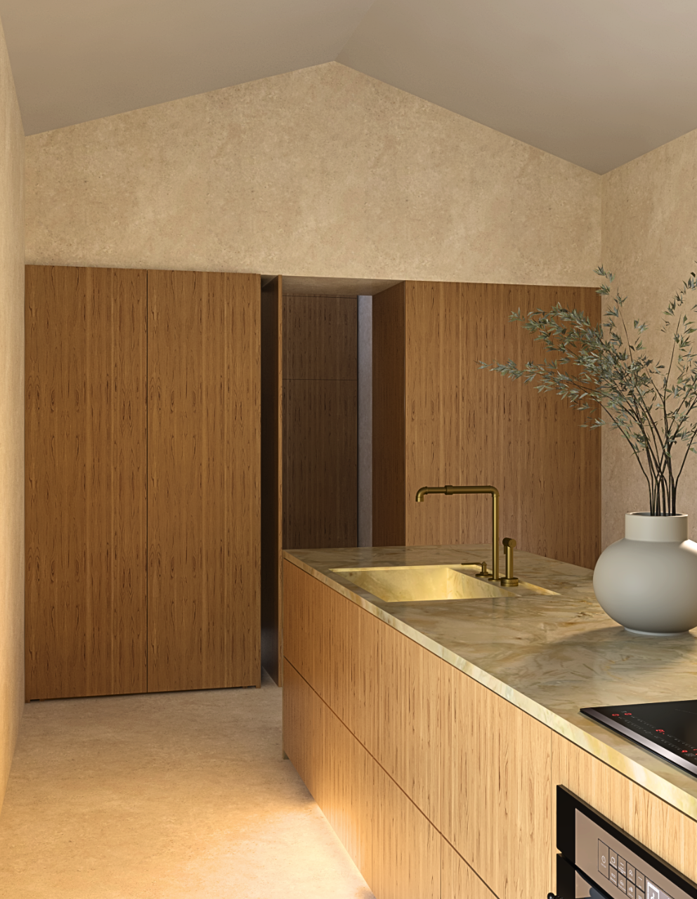 Luxury boutique retreat interior in Portugal, showing elegant guest suite design by WING Interior Solutions for the hospitality sector.