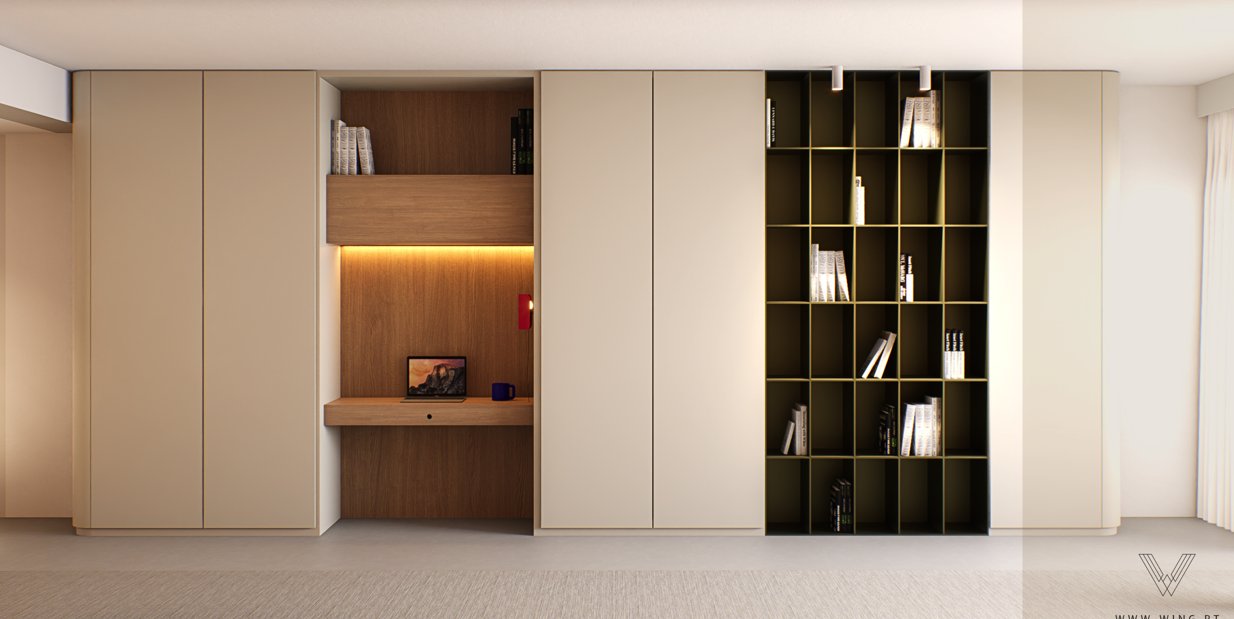 Luxury boutique retreat interior in Portugal, showing elegant guest suite design by WING Interior Solutions for the hospitality sector.