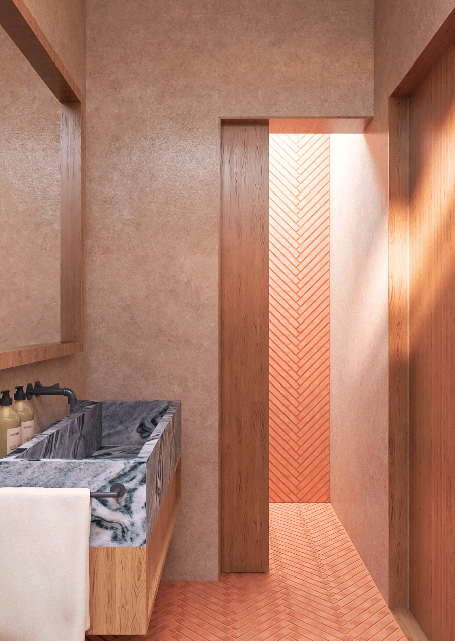 Luxury boutique retreat interior in Portugal, showing elegant guest suite design by WING Interior Solutions for the hospitality sector.