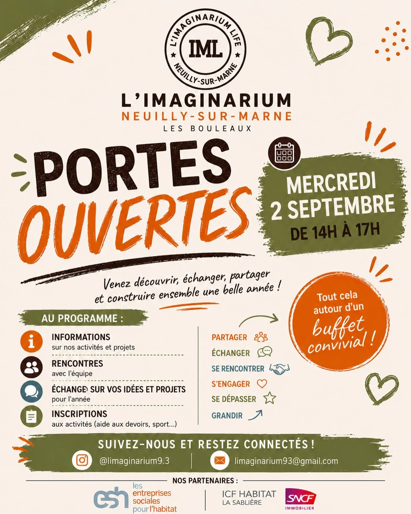 ✨ C&rsquo;est la rentr&eacute;e ! L&rsquo;Imaginarium rouvre ses portes d&egrave;s ce mercredi !

Nous vous donnons rendez-vous de 14h &agrave; 17h pour notre apr&egrave;s-midi portes ouvertes 🎉

L&rsquo;occasion de vous inscrire ou vous r&eacute;in