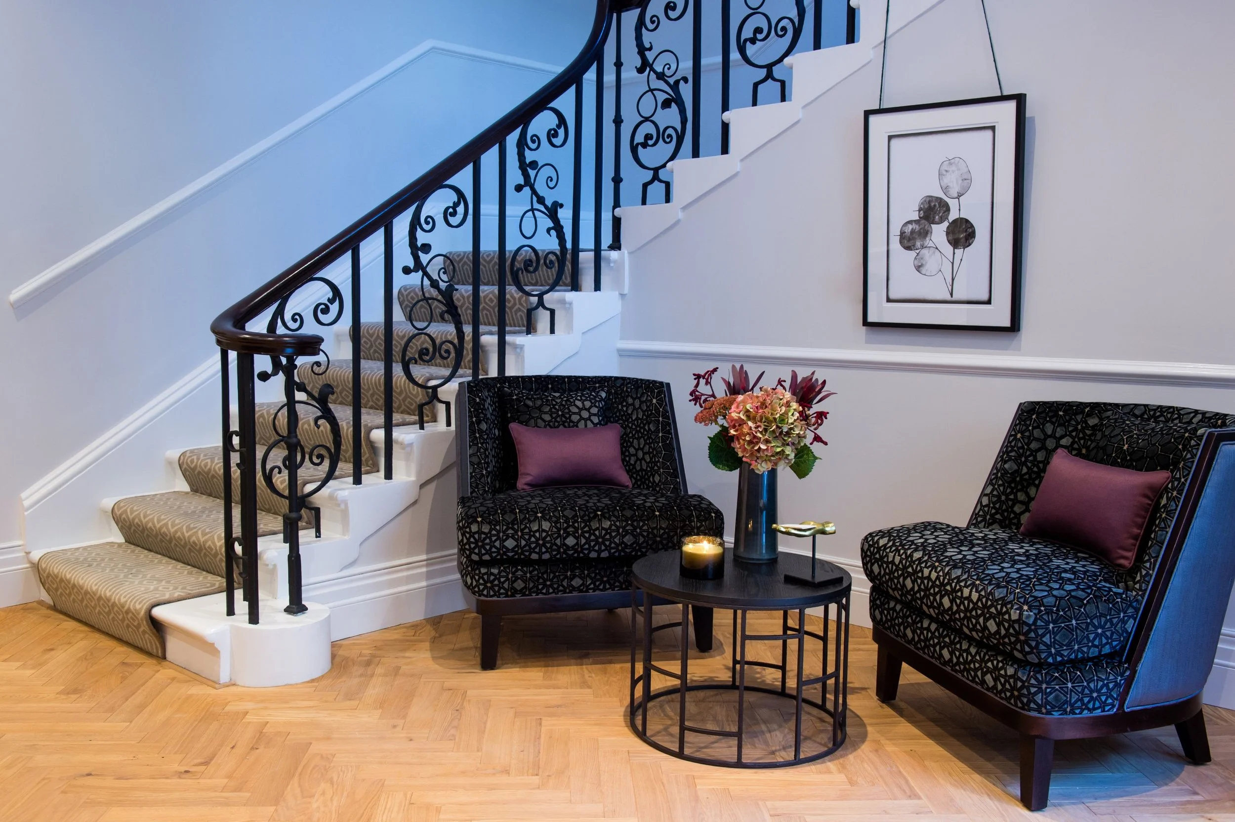 Grand staircase inside 25 Harley Street London clinic