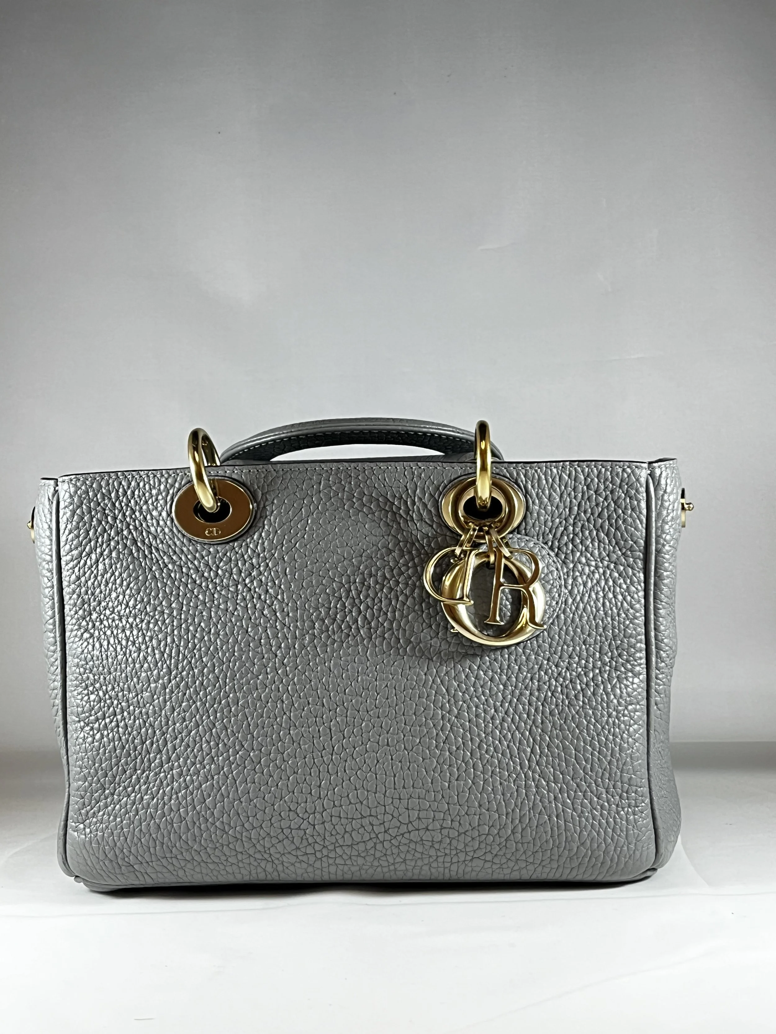 Dior “Soft Lady Dior” Bag Grey in Grained Calfskin