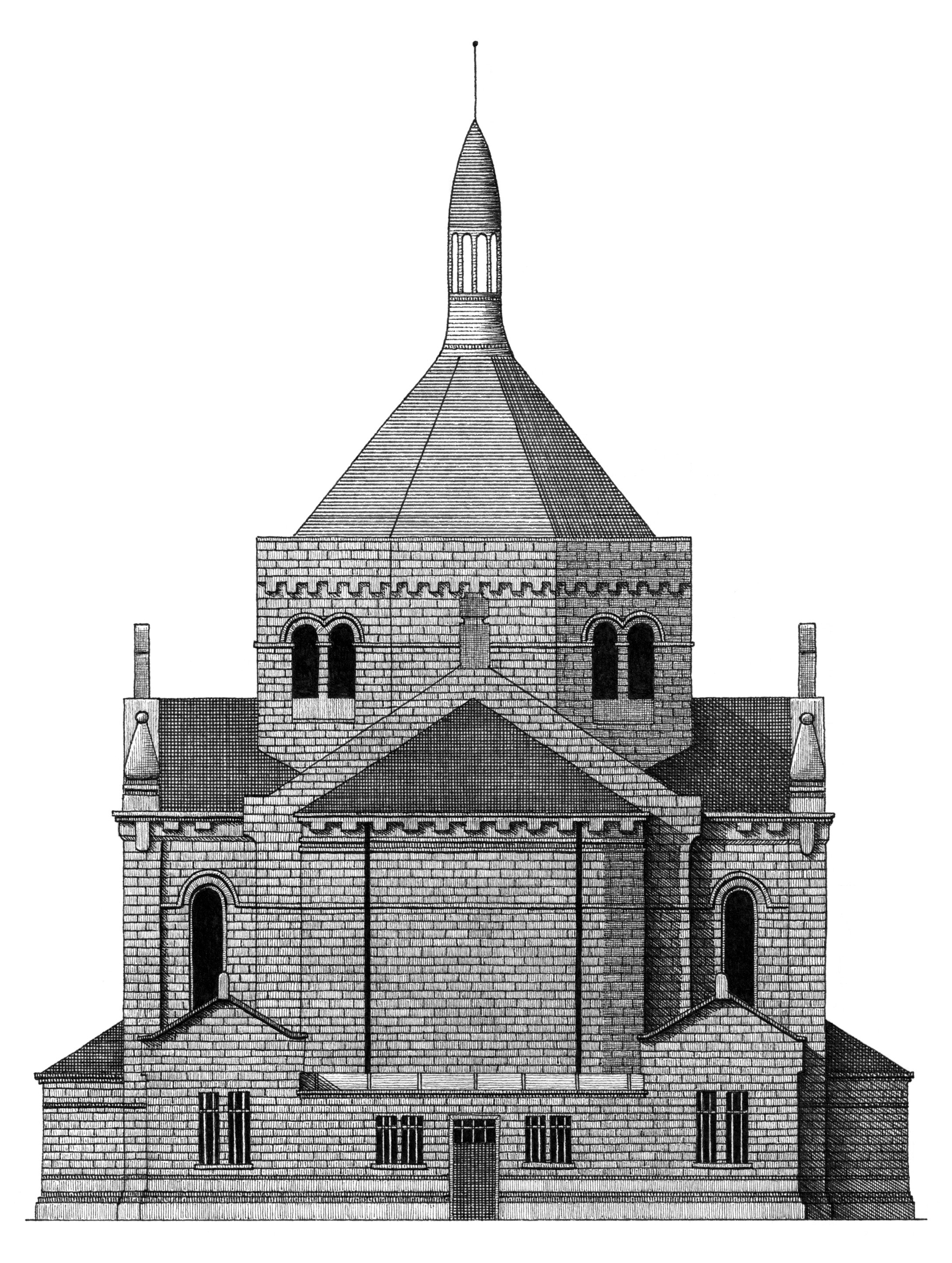 Traditional pen and ink illustration of Notre dame de lorette