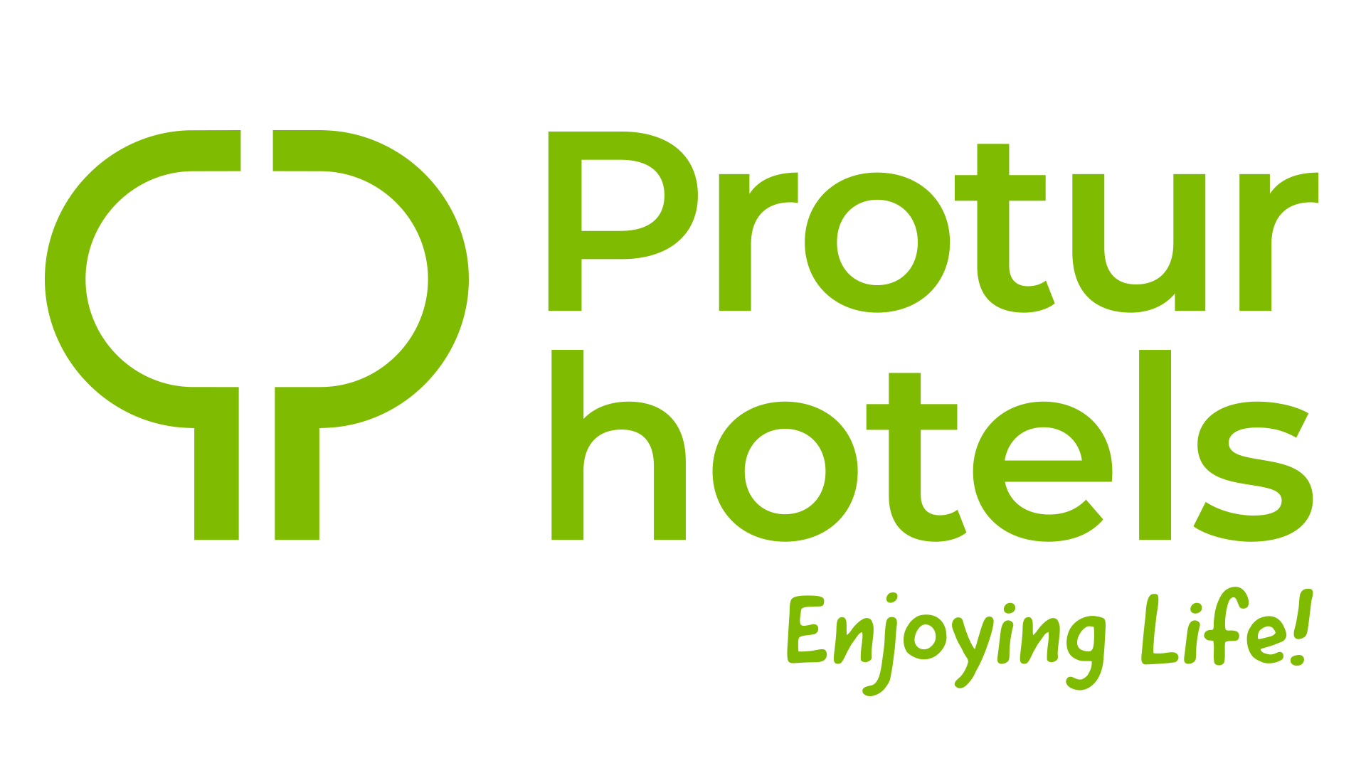 Logotipo de Protur Hotels en color verde con texto 'Enjoying Life'.