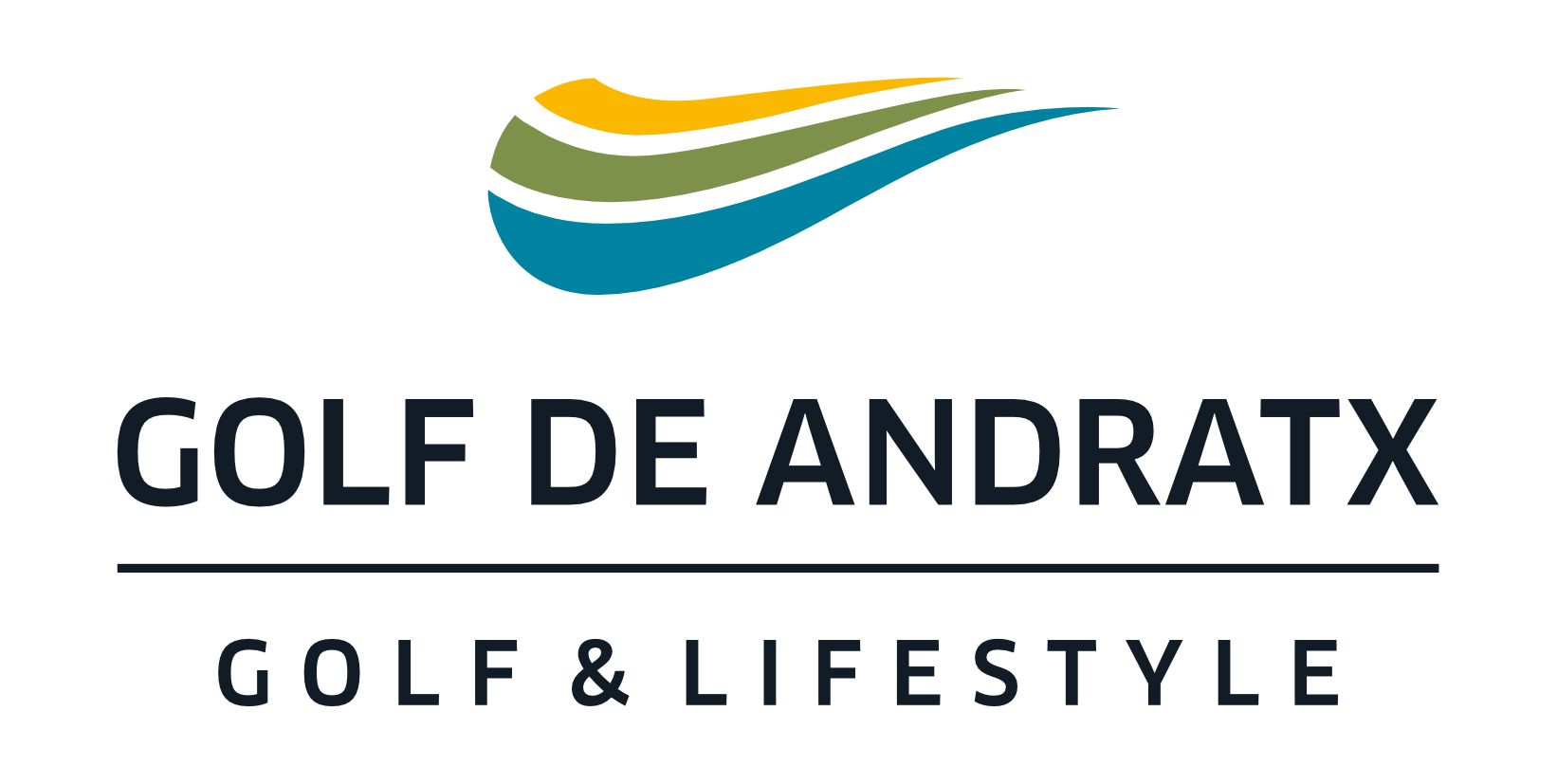 Logo de golf de Andratx con figura estilizada de una pelota de golf y el texto 'Golf de Andratx Golf & Lifestyle'