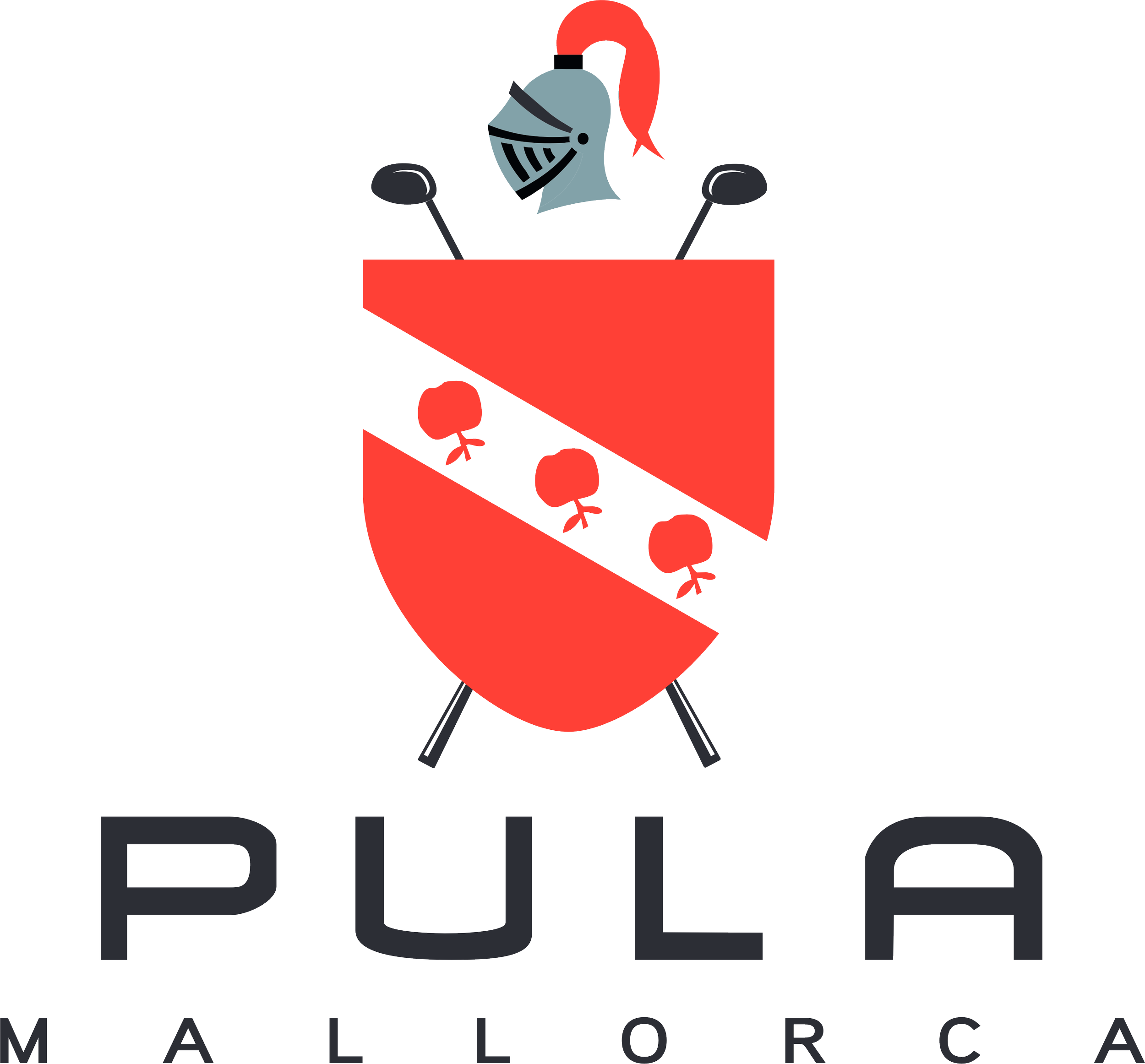 Ilustración de un pulpo con casco y espada, con las letras 'PULA' y la palabra 'MALLORECA' en la parte inferior.