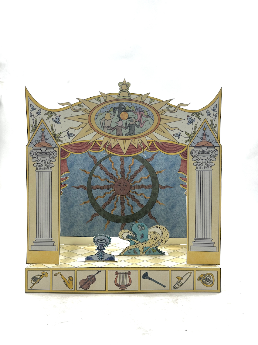 A handcrafted paper theatre translating classical performance - opera - into a miniature stage environment.