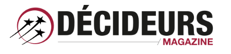 Logo de Décideurs Magazine avec trois étoiles dans un cercle