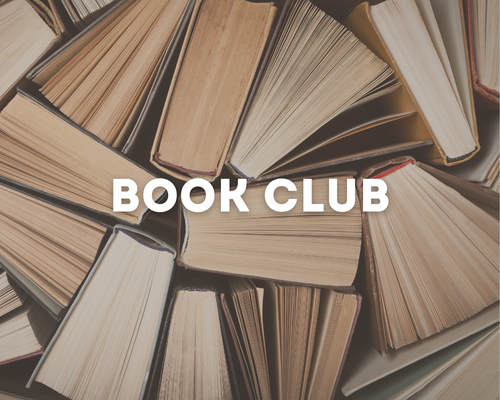 Open books arranged in a circular pattern with the phrase 'BOOK CLUB' in the center.