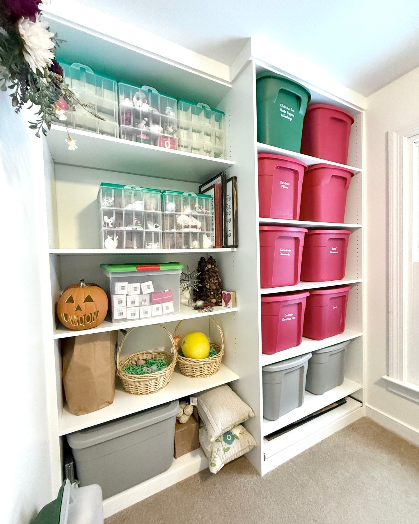 Do you look at your wobbly stacks of plastic tubs and sigh at the thought of holiday decorating chaos? Custom storage from @closetfactory_rva completely changed the game for me when it comes to storing seasonal decor. With limited space - and those a