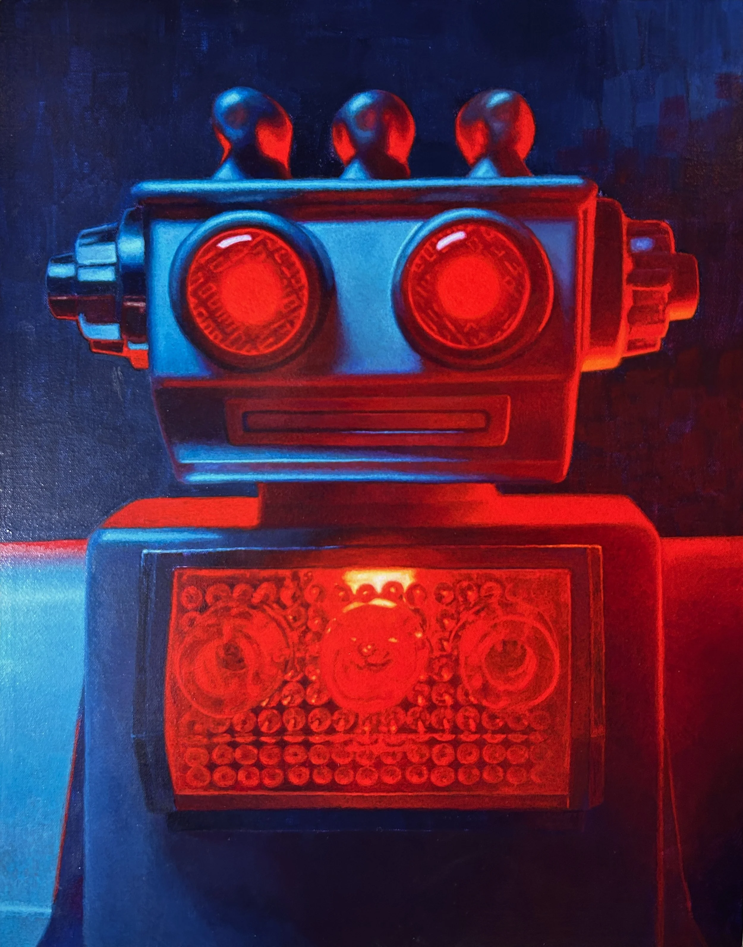 'Ray Robot'.
2025.
Acrylic on canvas.
11" x 14"