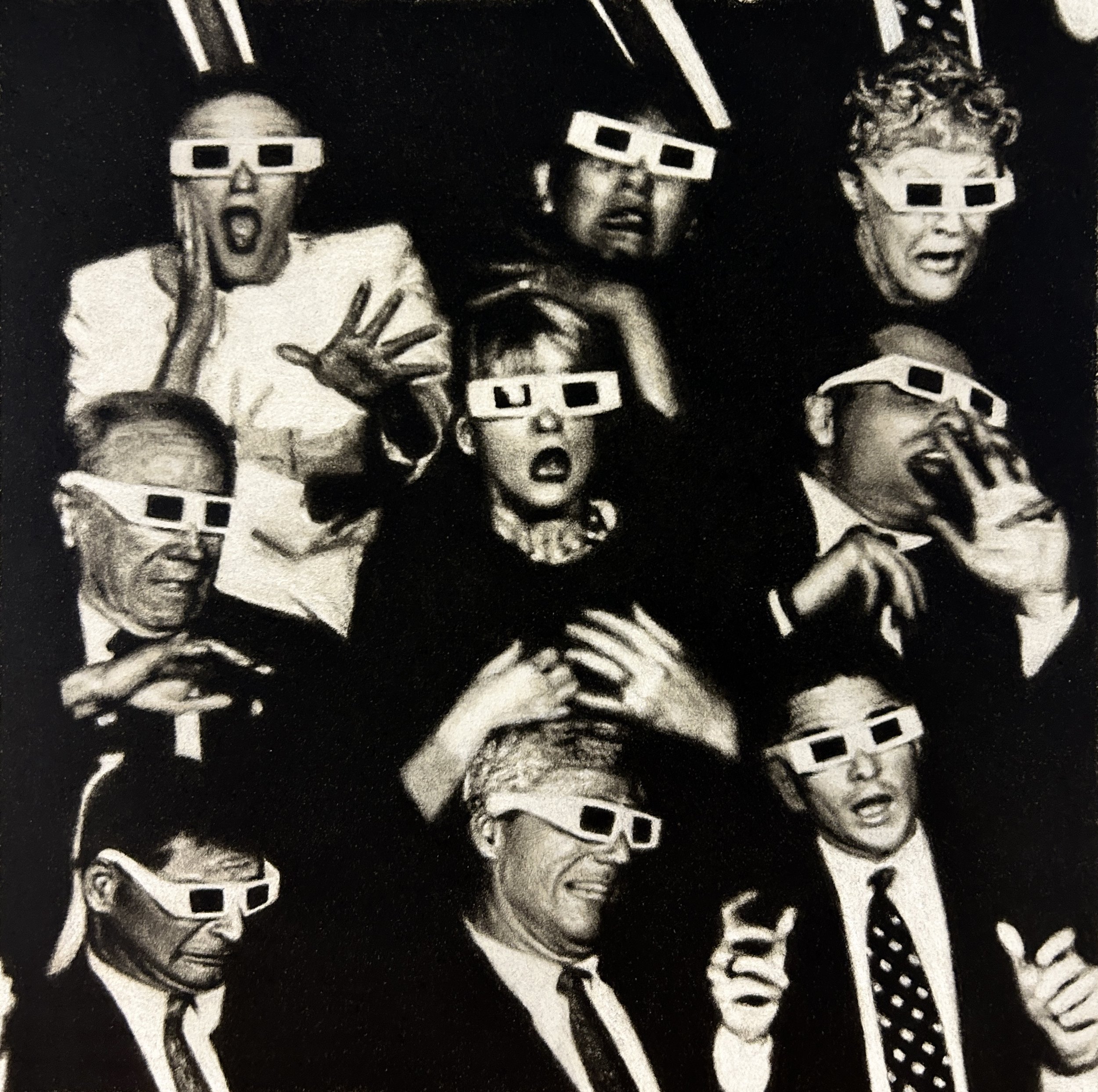 'Cinema Scare'.
2024.
Charcoal & Graphite on paper.
8" x 8"