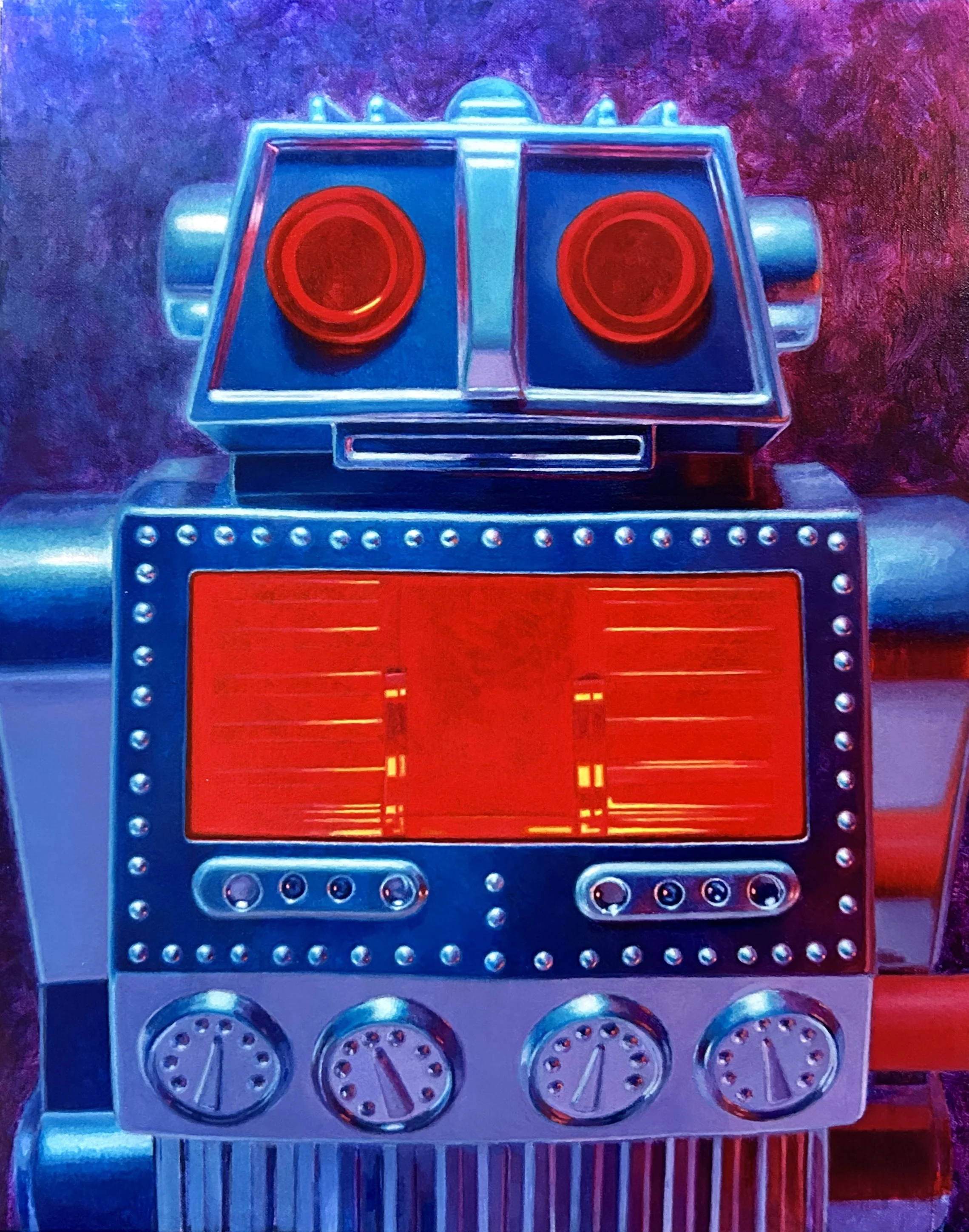 'Sparkling Space Robot'.
2025.
Acrylic on canvas.
11" x 14"