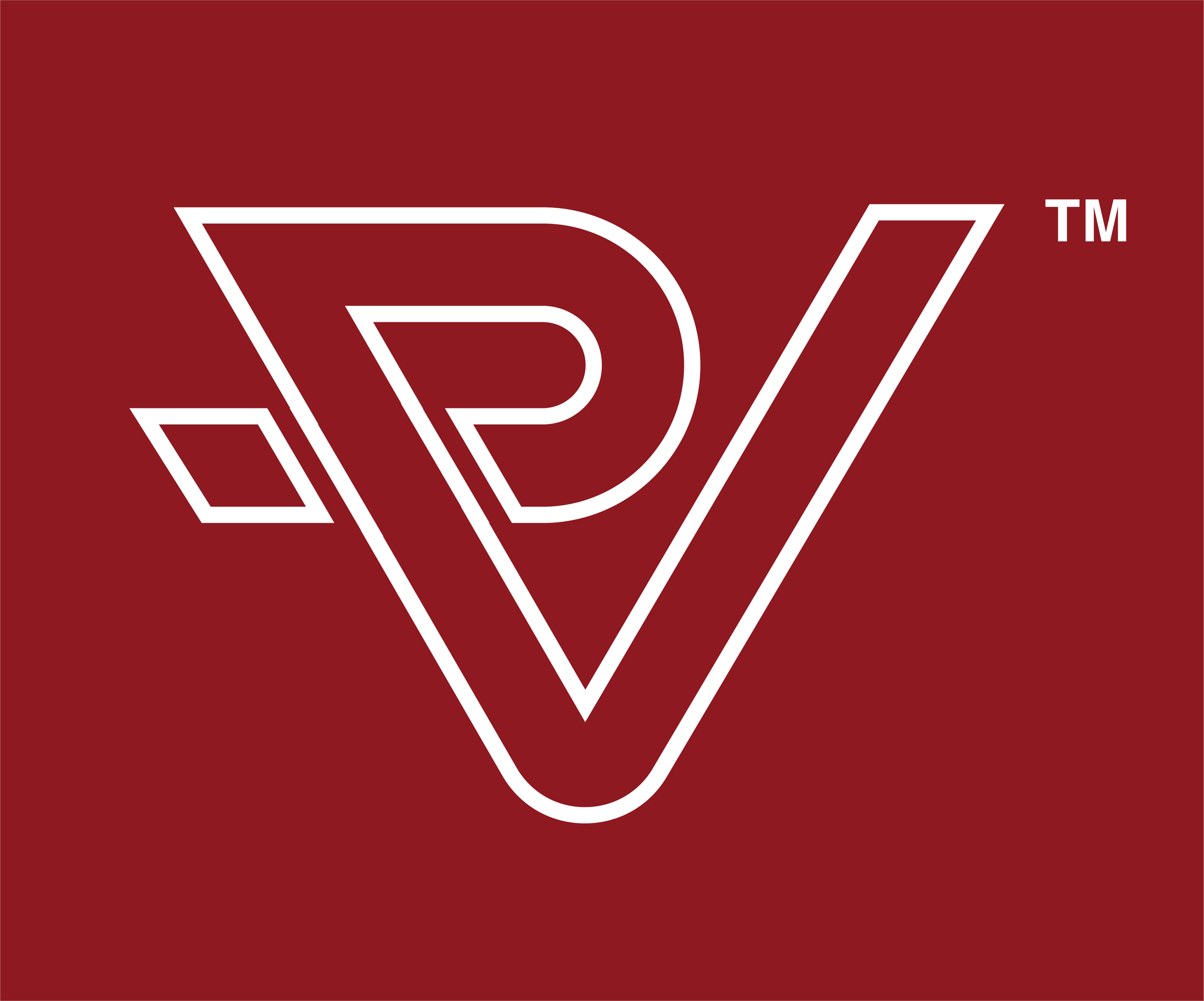 Red background with a stylized white letter V, with a smaller V and a diamond shape beside it, forming a logo.