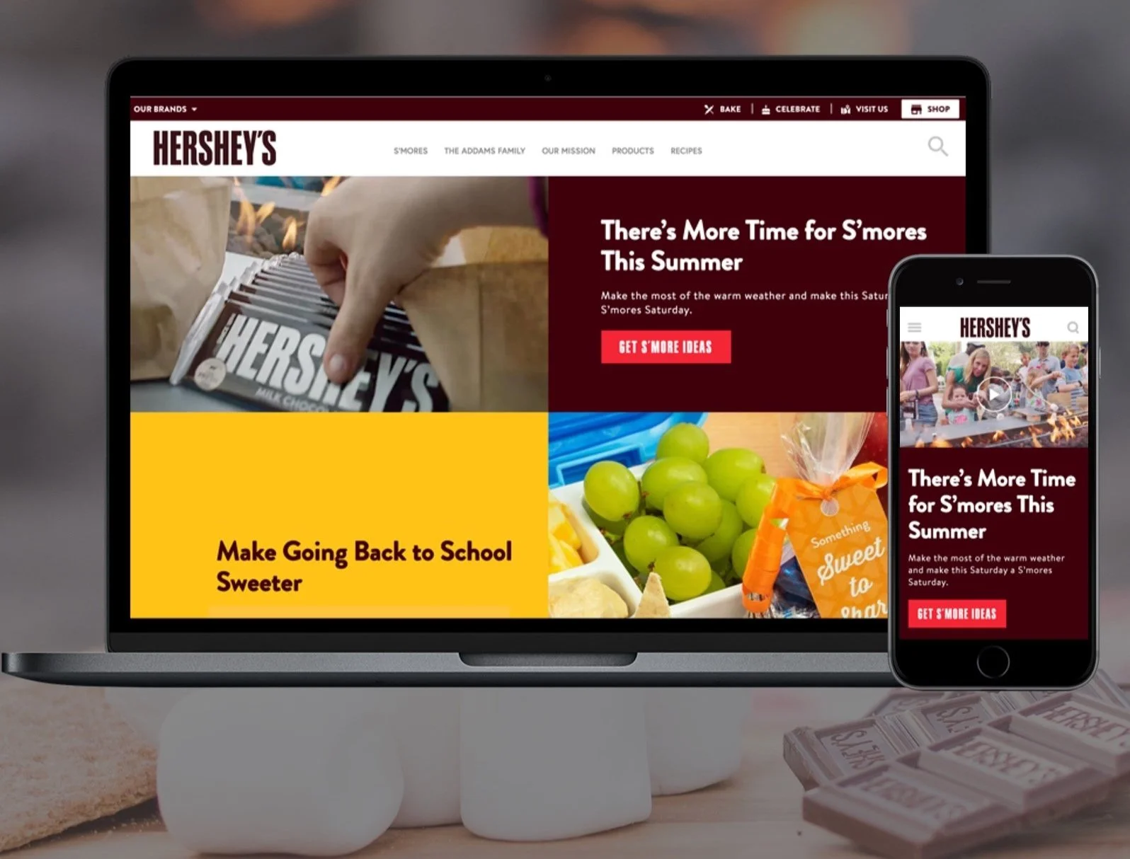Hershey's website on desktop and mobile