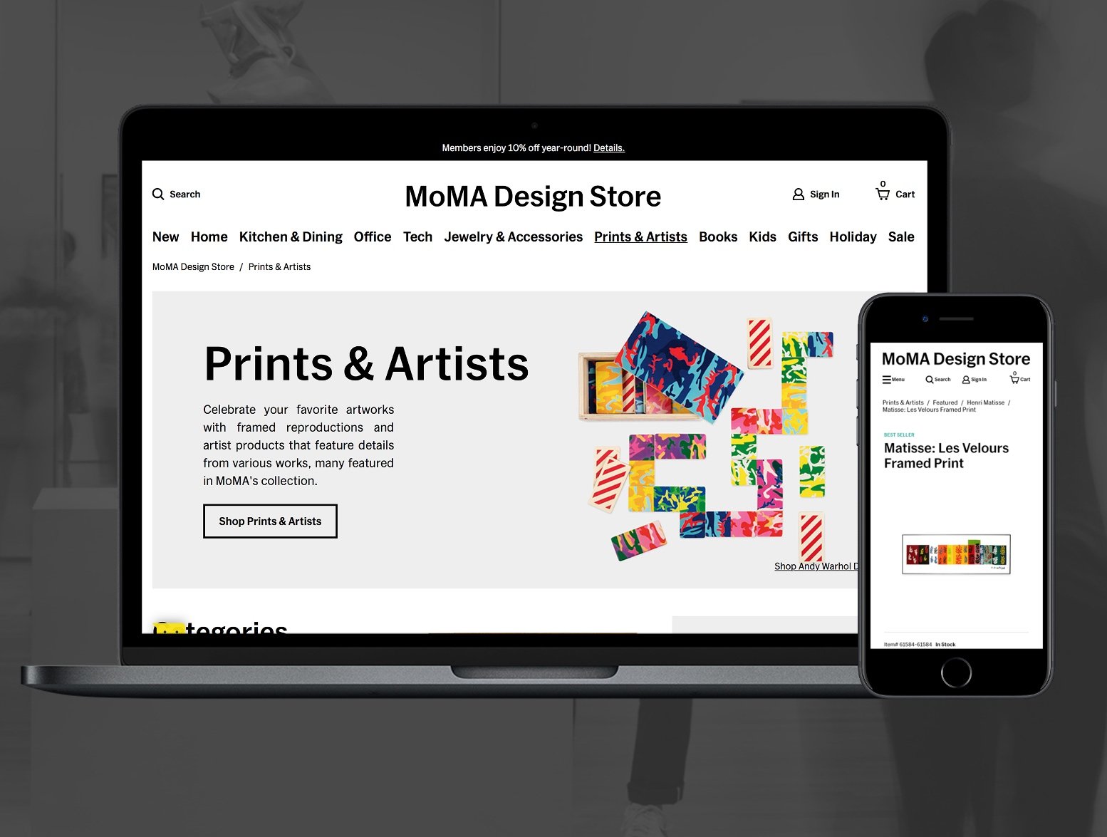 MoMA website on a laptop and mobile device