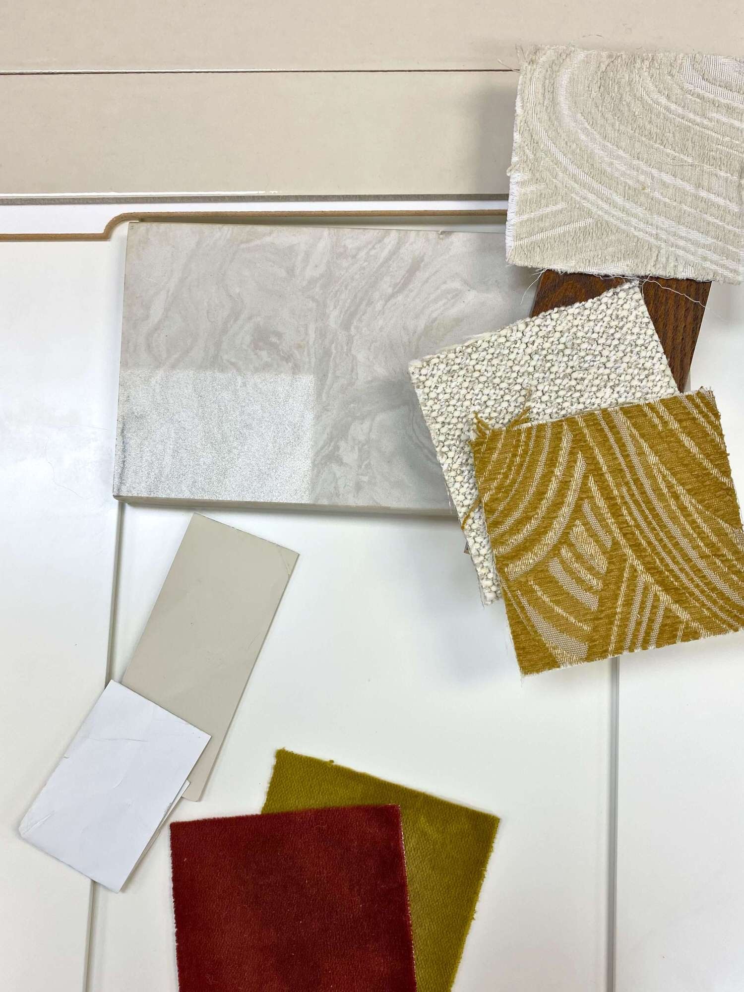 samples and tiles of materials for project