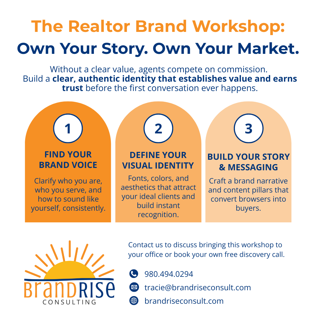 shows the three things that agents will get from this brand workshop