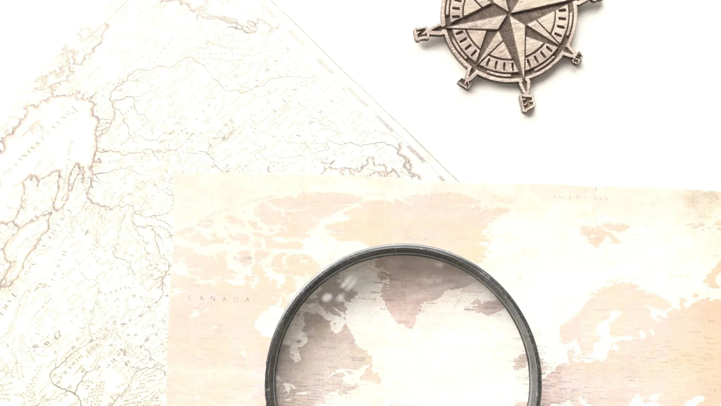 map with magnifying glass representing discovery