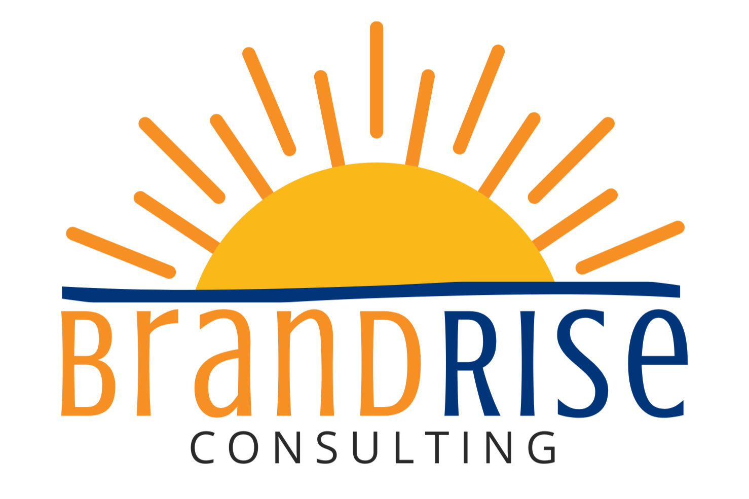 BrandRise logo shows sunrise which represents business growth