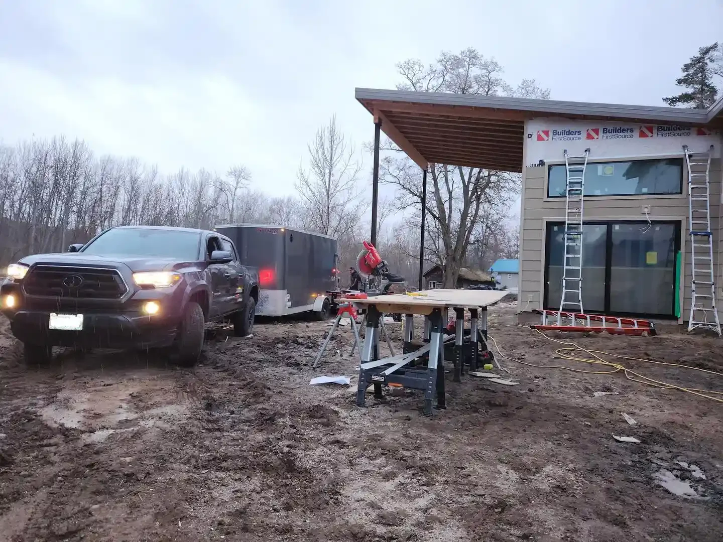 Modern home addition under construction by Jepsen Construction