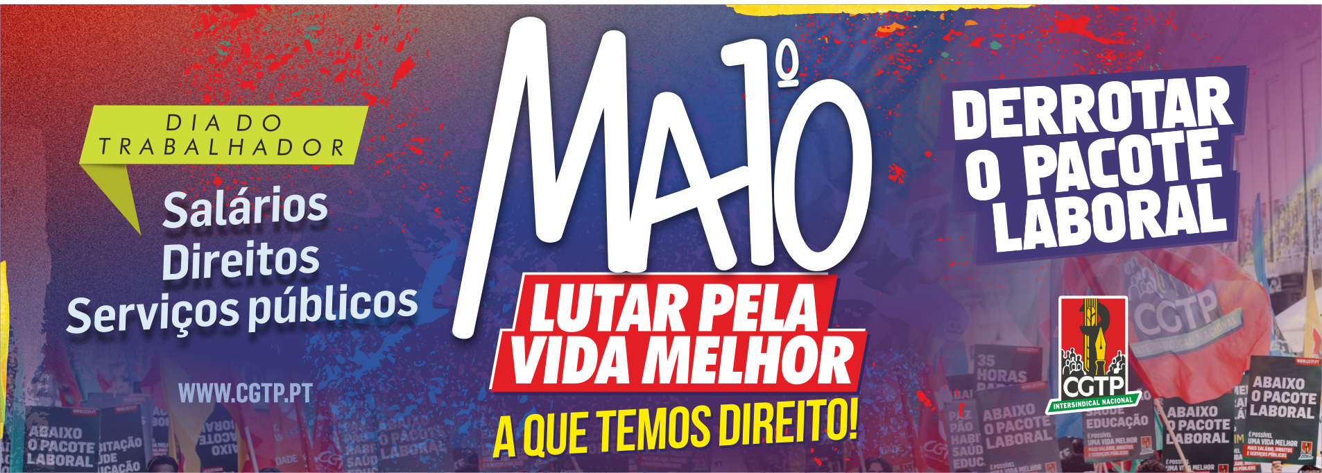 CGTP-IN (Confederação Geral dos Trabalhadores Portugueses) banner for May 1 2026 - Dia do Trabalhador - fight for a better life