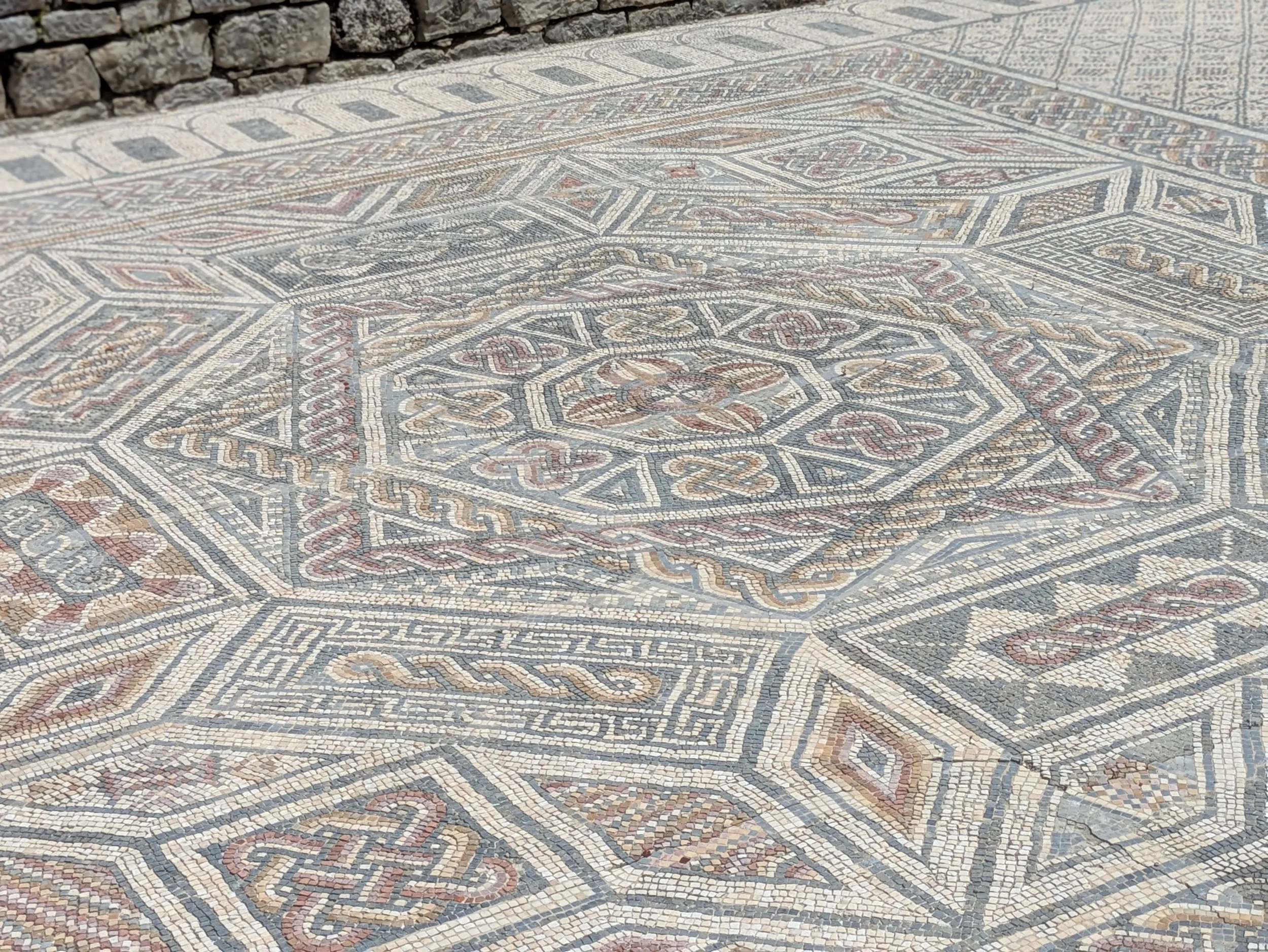 Mosaic tile floors at Roman ruins in Conímbriga Portugal