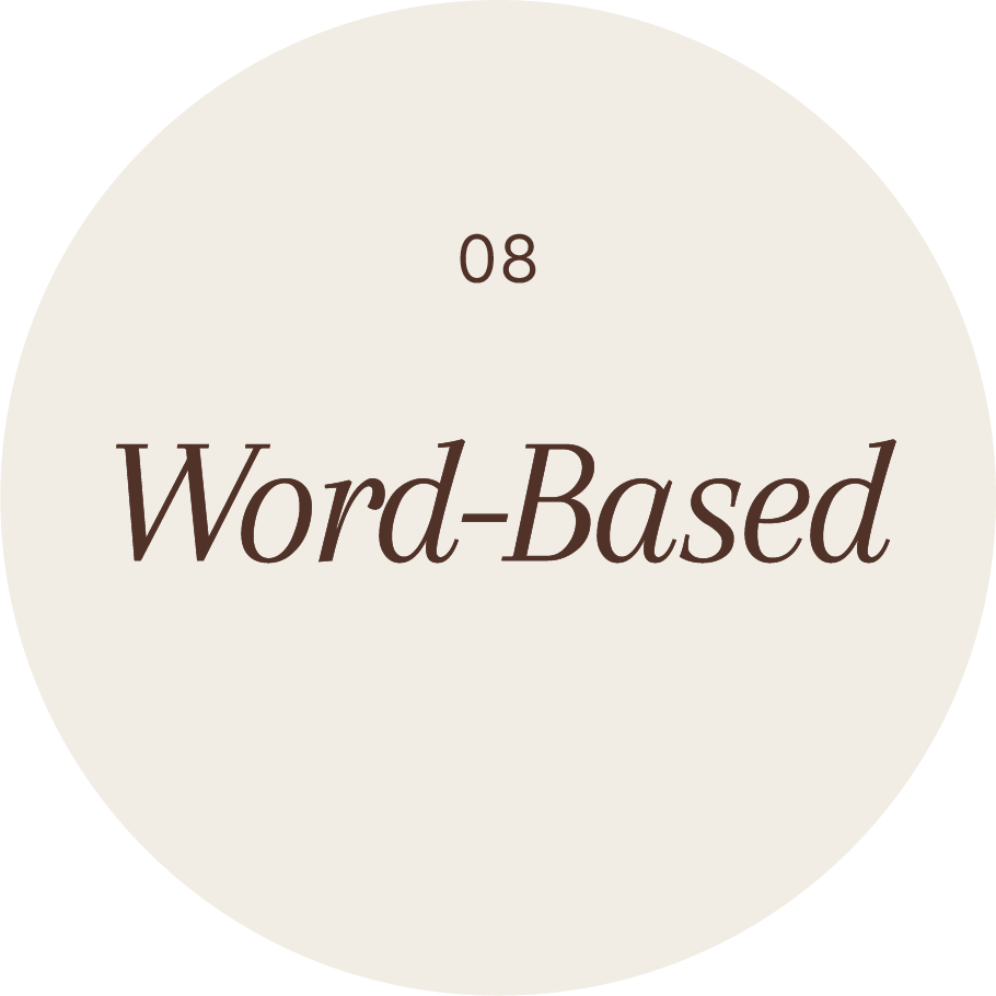 Diagram of a pie chart segment labeled '08' and 'Word-Based'