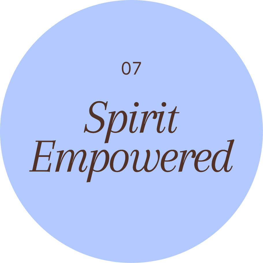 Light blue circle with the text "07" at the top and "Spirit Empowered" in the center.
