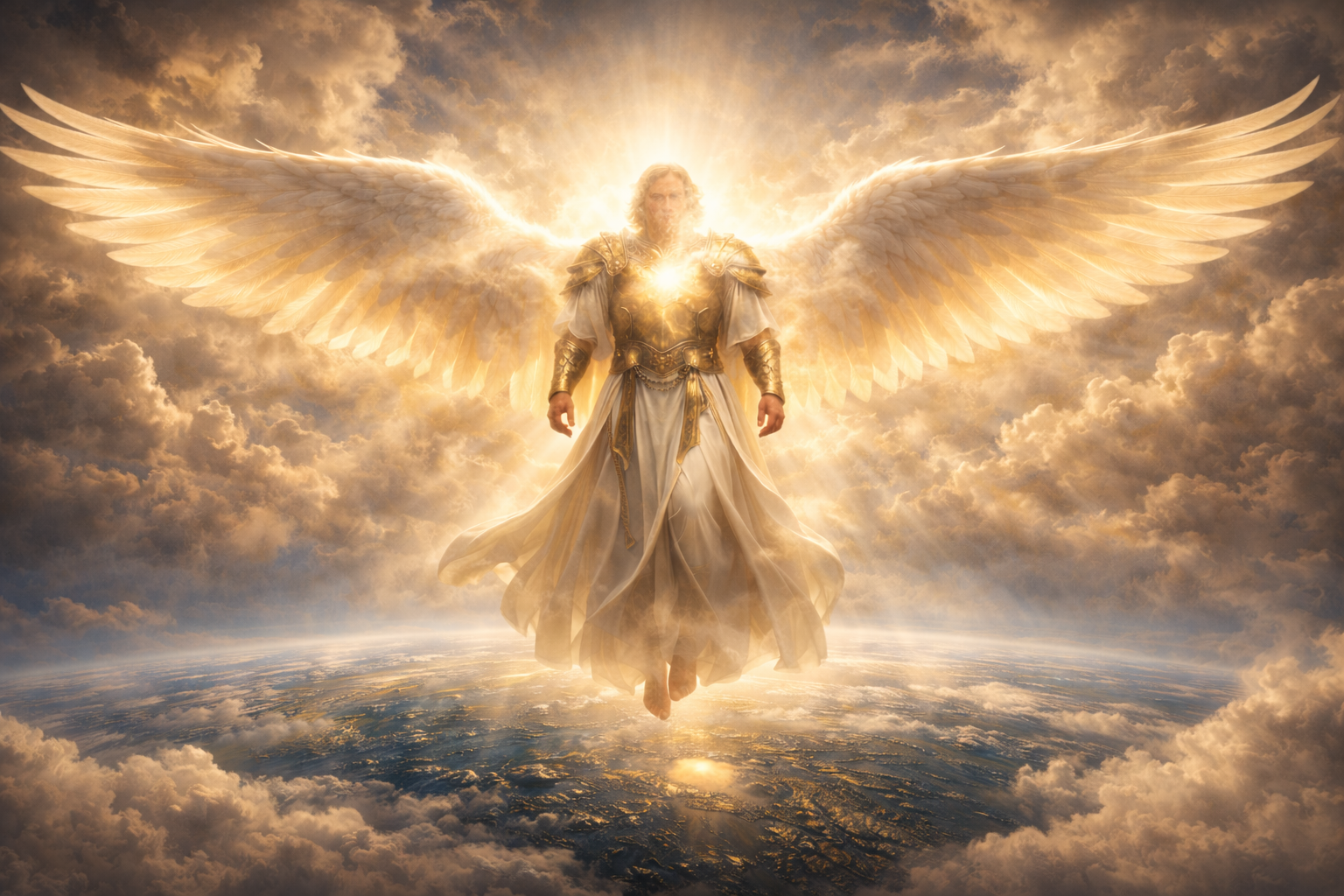 Michael the Archangel rises over the earth