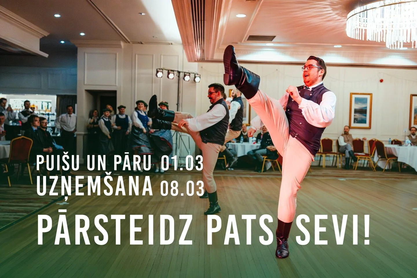 Cik reizes esi skatījies tautas dejas un domājis, ka es to nevarētu? 👀

Patiesība? Lielākā daļa mūsu pui&scaron;u kādreiz domāja tie&scaron;i tāpat. 🤭

Un tagad?
Dejo uz skatuves ar smaidu, enerģiju, prieku... un pārsteidz pa&scaron;i sevi! 🤗

Aic