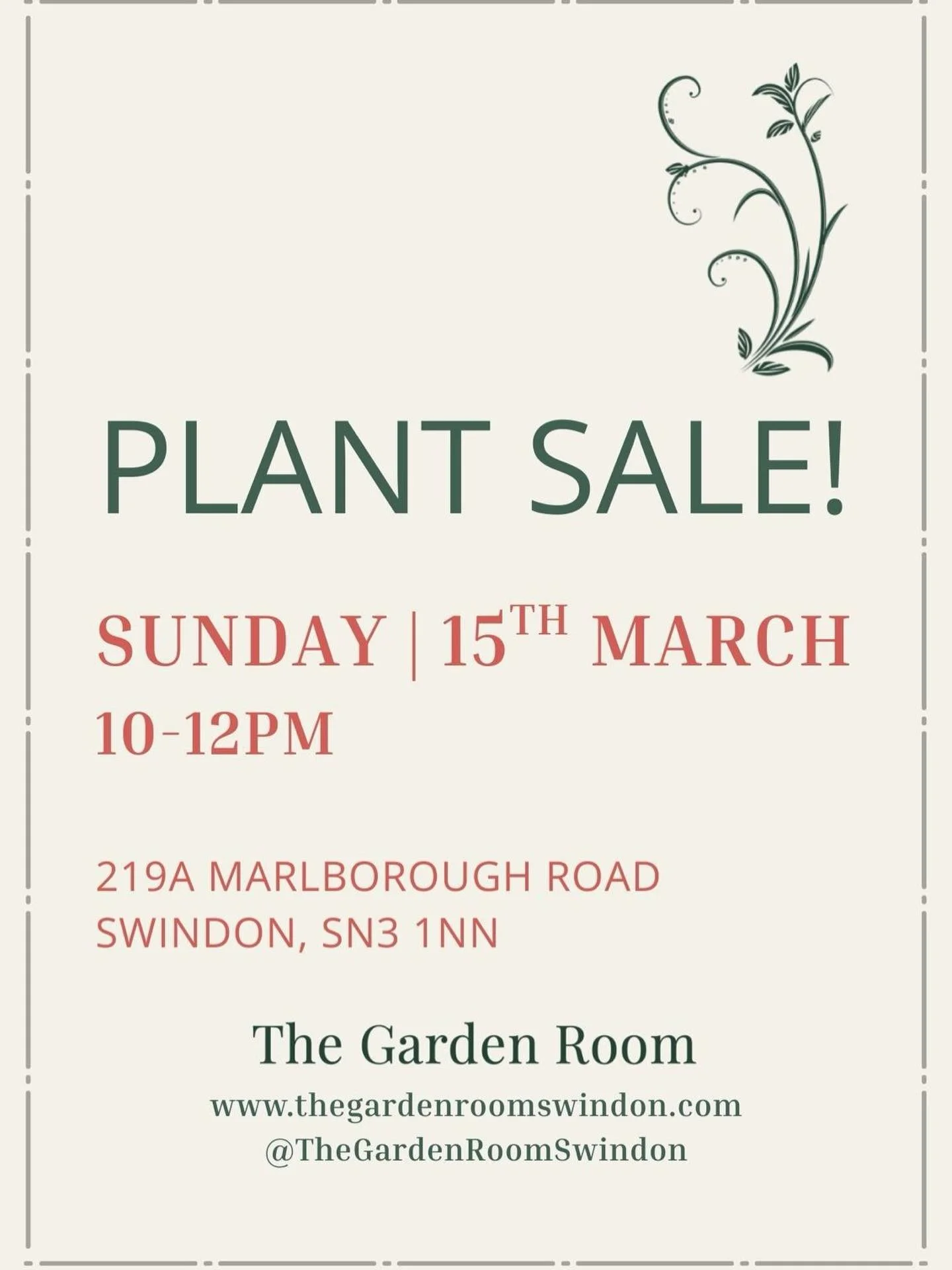 This Sunday! 10-12pm
219a Marlborough Road, SN3 1NN 🌿💚☀️