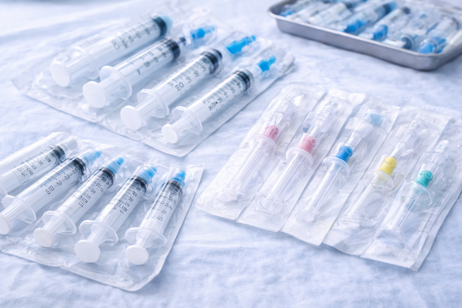 Disposable syringes & IV cannulas (standard gauges)
