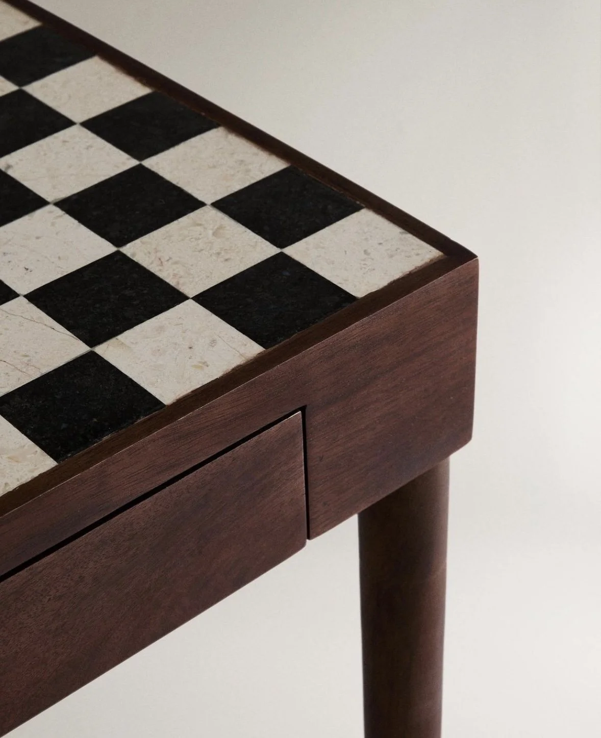 Table d'appoint en teck & marbre