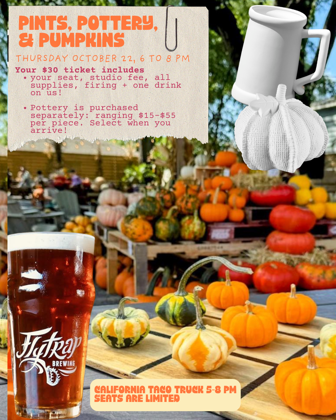 Pints, Pottery & Pumpkins @ Flytrap Brewing