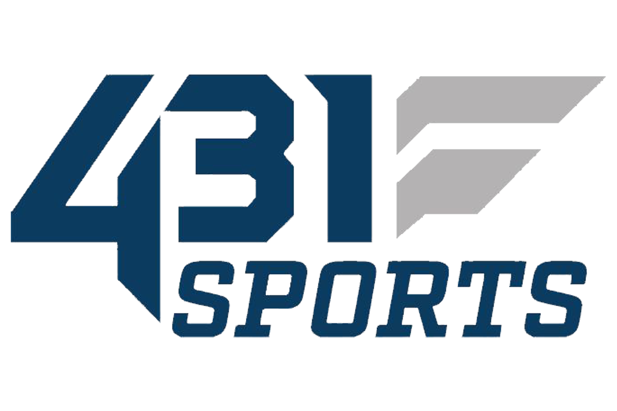 Logo with "431 Sports" in blue text, featuring stylized gray wings on the top right.