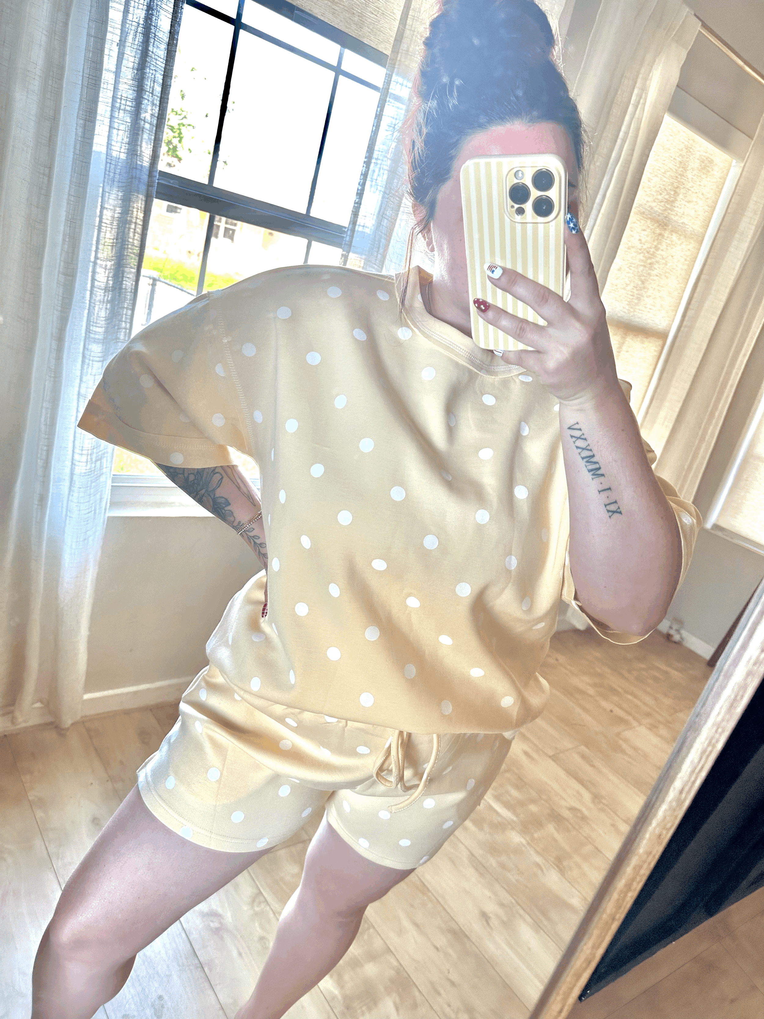 Butter yellow polka set