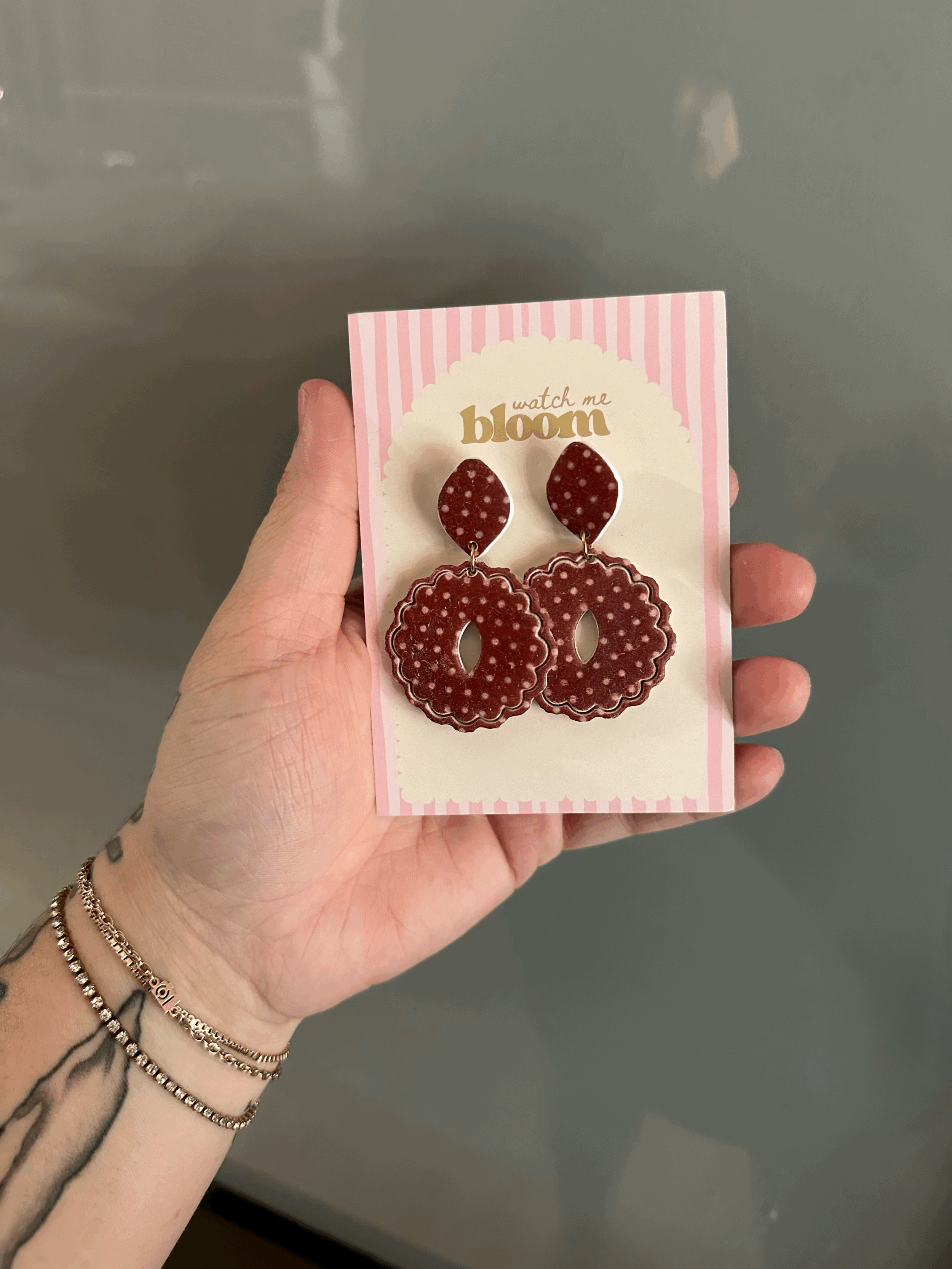 Brown Polkadot Earring