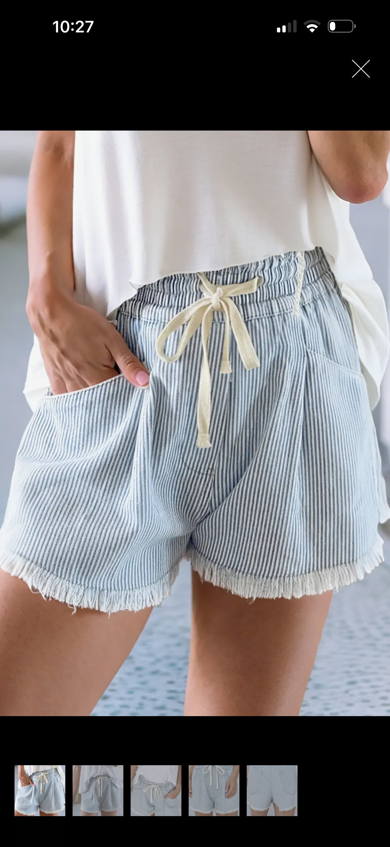 Raw Edge Drawstring Elastic Waist Spring Denim Shorts