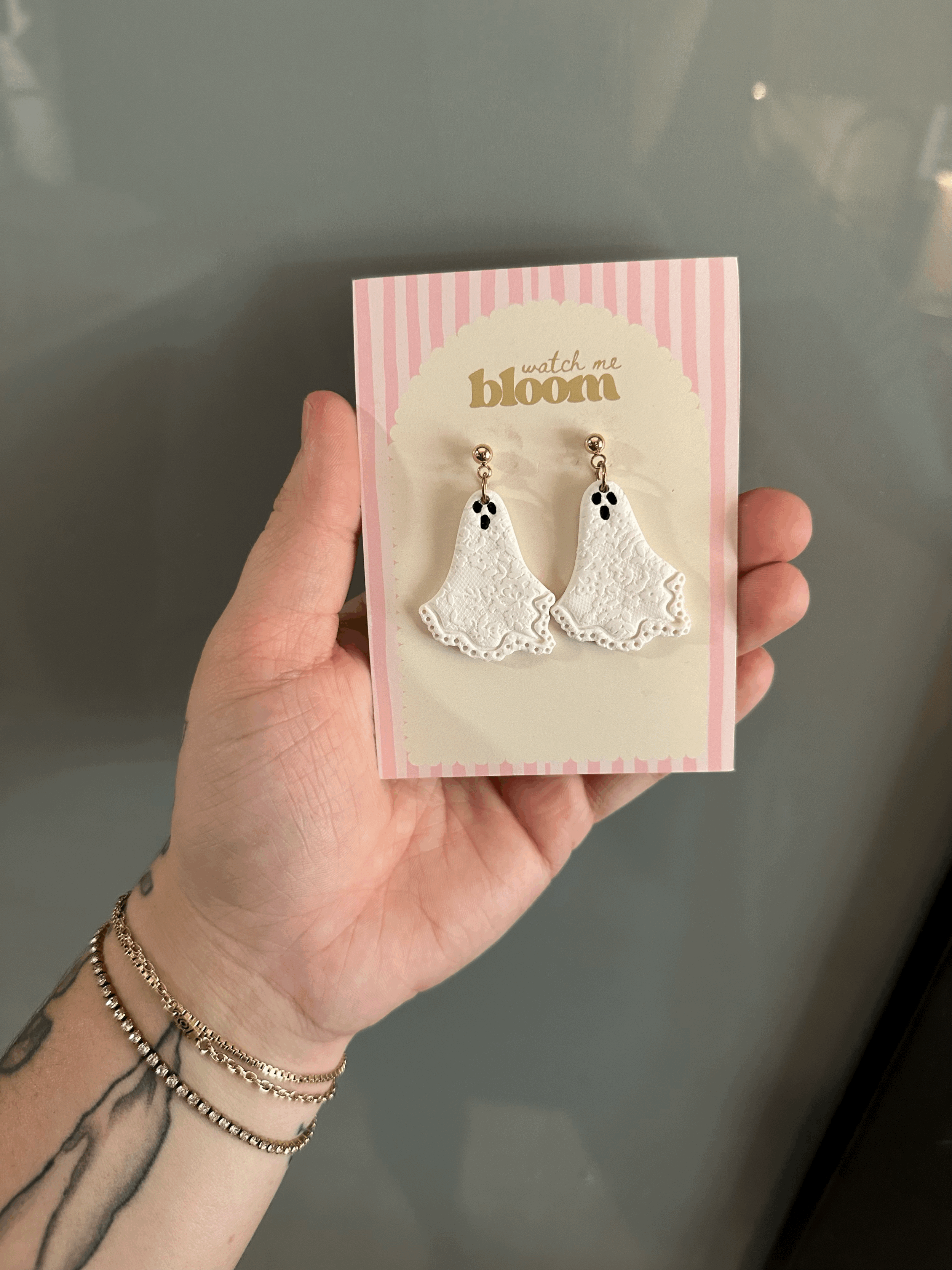 White Lace Ghost Earring