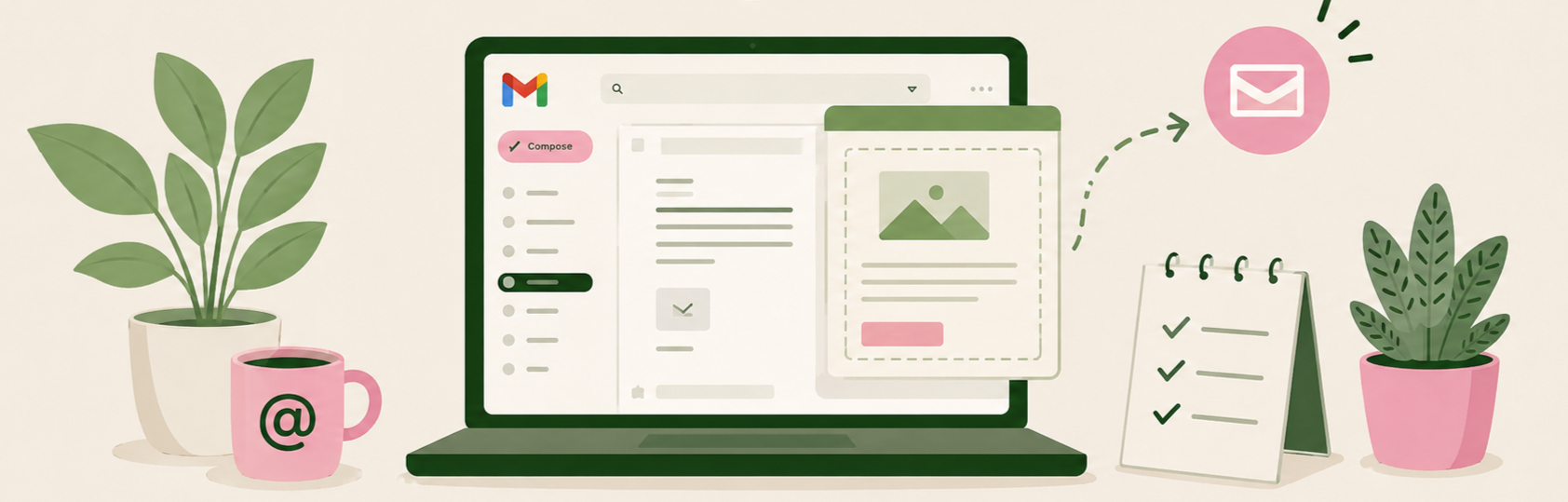 stylized image of gmail and and email template