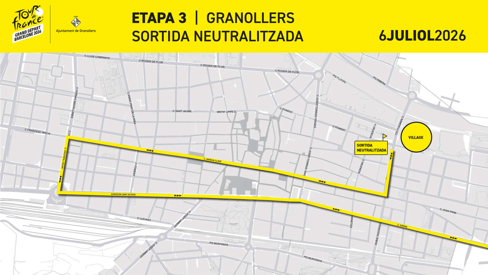 Granollers presenta el recorregut urbà de la 3a etapa del Tour 2026, que sortirà de Granollers el 6 de juliol