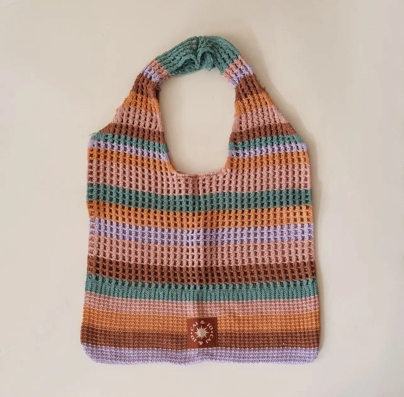 Tropical stripe crochet bag