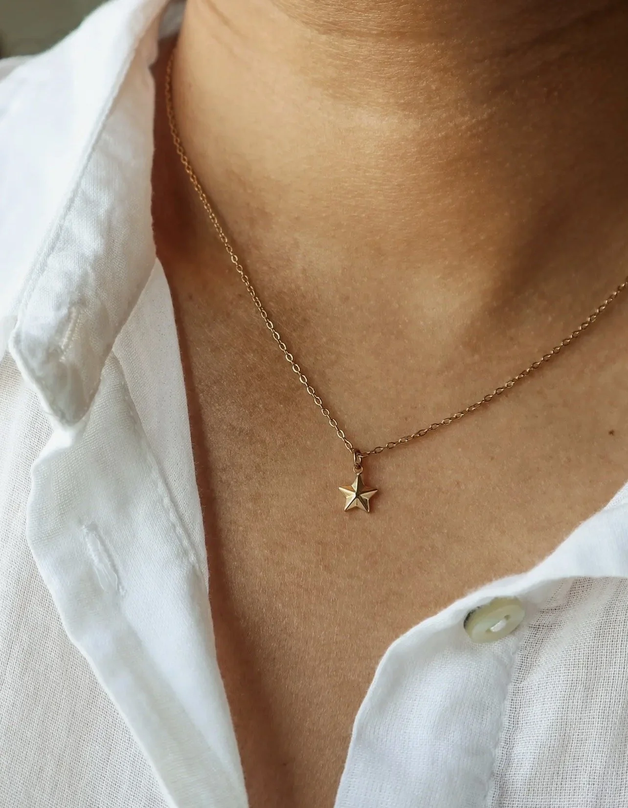 Petite little star charm gold necklace