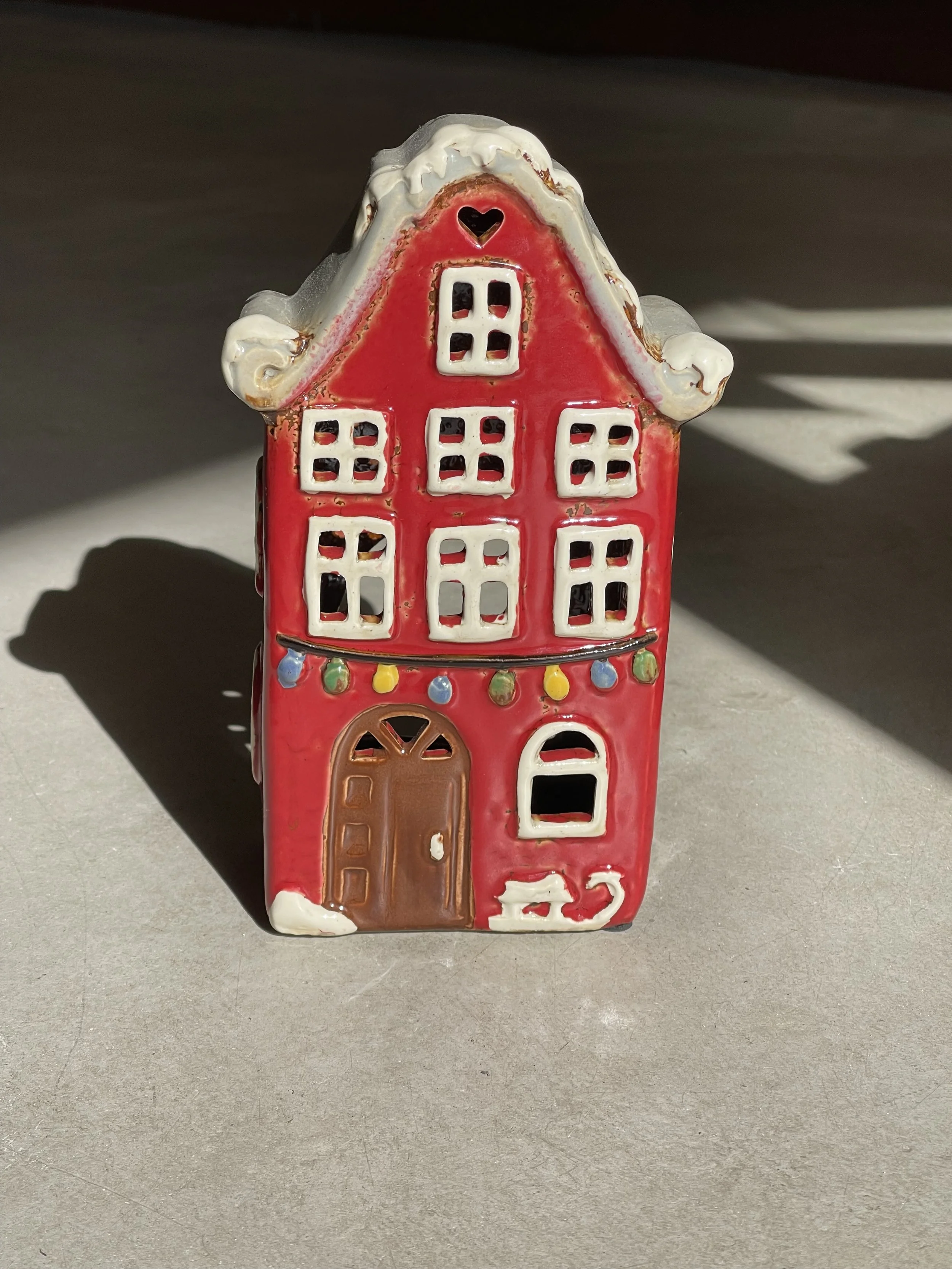 Tall red Christmas ceramic house