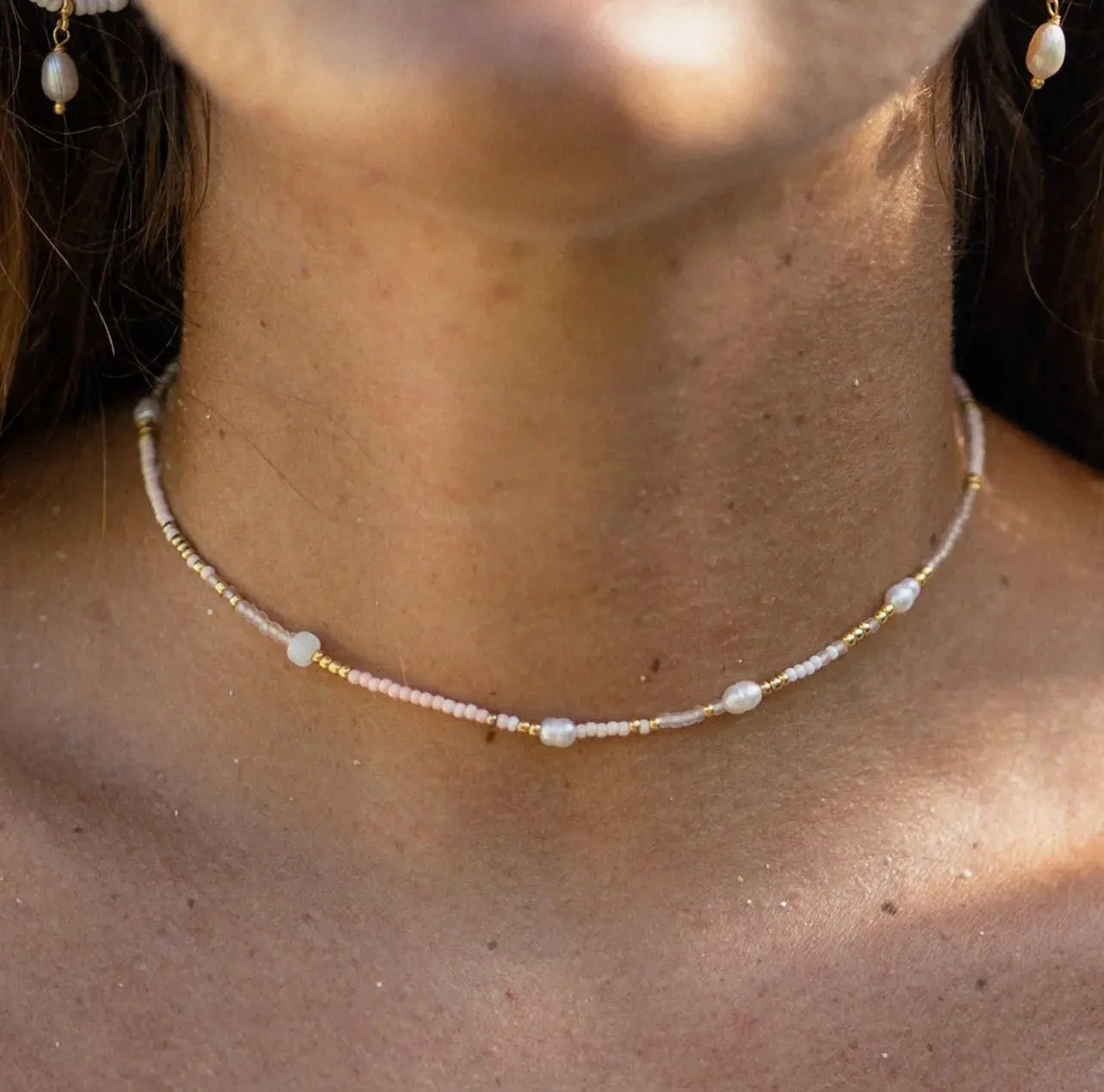 Cinta pink beaded surf necklace