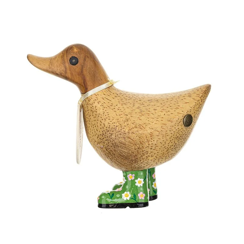 Green floral welly boots ducky